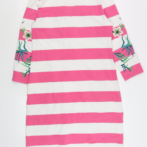 Juicy Couture Womens Pink Striped Embroidered Shift Dress Size 14