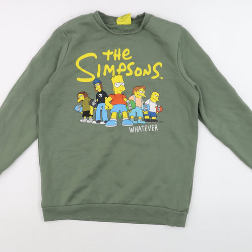 Primark Boys Green The Simpsons Pullover Sweatshirt 11-12 Years