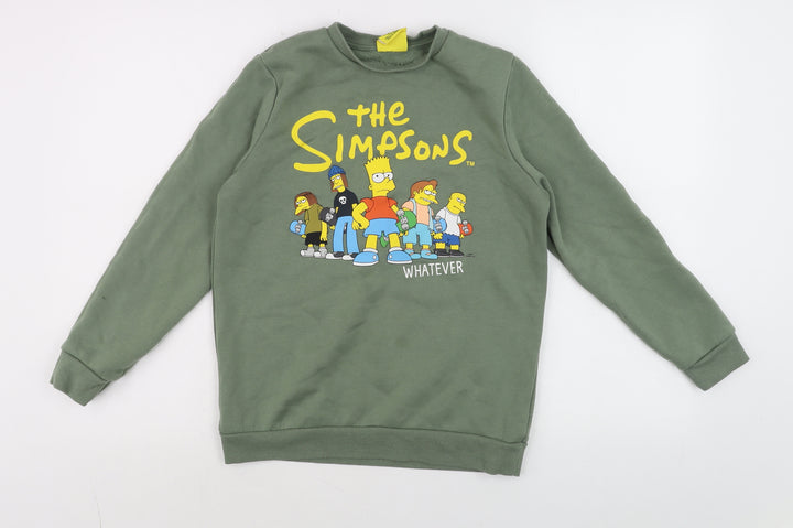 Primark Boys Green The Simpsons Pullover Sweatshirt 11-12 Years
