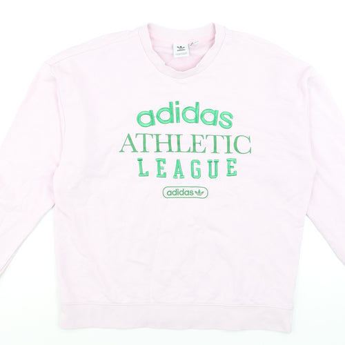 Adidas Women Pink Athletic League Sweatshirt UK 14 Crew Neck Pullover