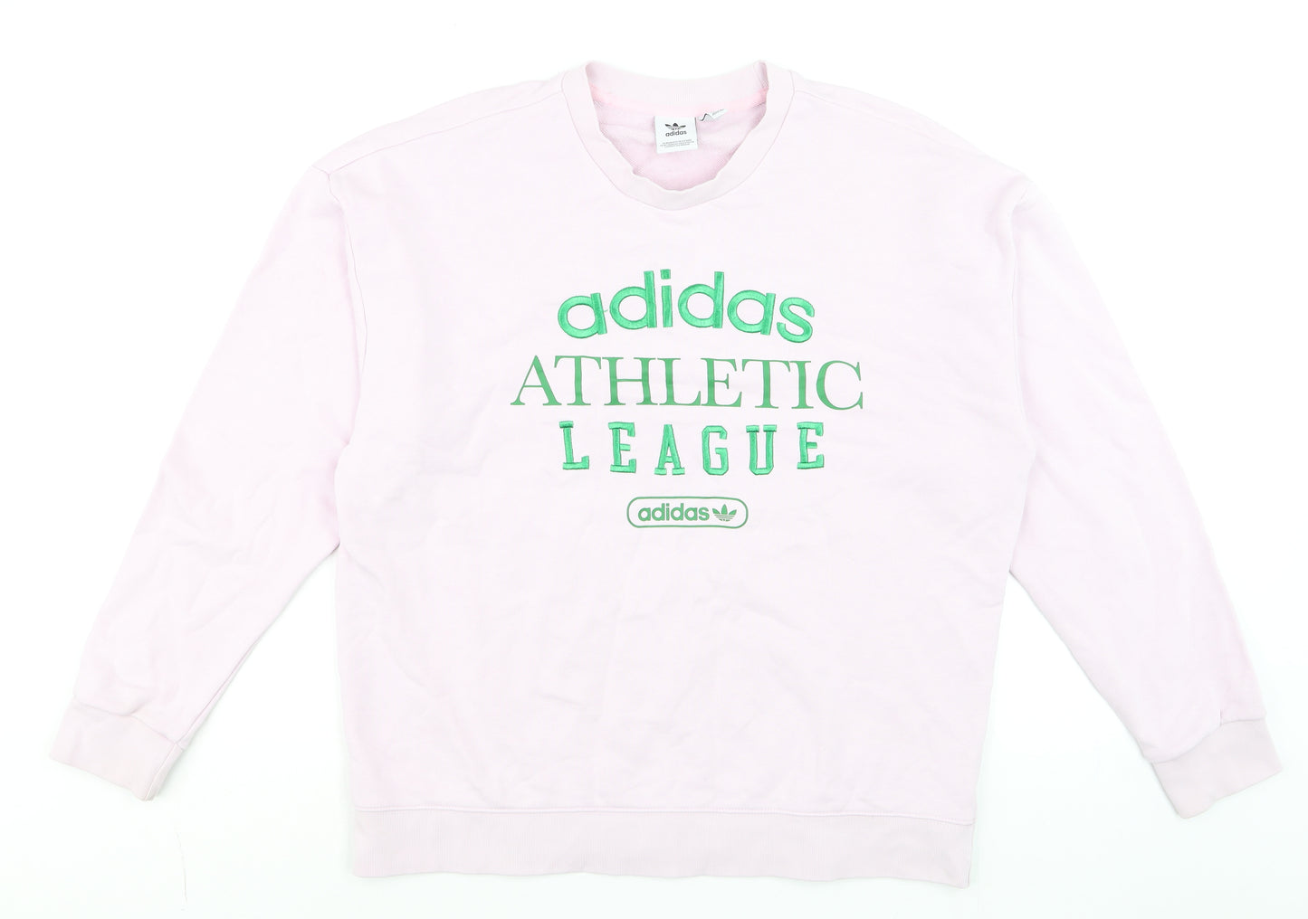 Adidas Women Pink Athletic League Sweatshirt UK 14 Crew Neck Pullover