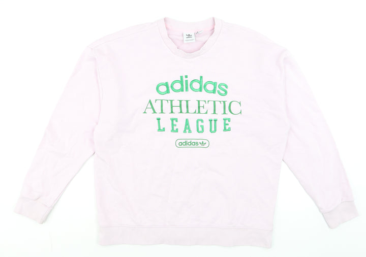 Adidas Women Pink Athletic League Sweatshirt UK 14 Crew Neck Pullover