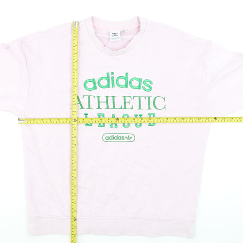 Adidas Women Pink Athletic League Sweatshirt UK 14 Crew Neck Pullover