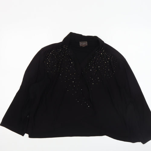 Ann Harvey Women's Black Beaded Chiffon Jacket Size 2 Formal Evening