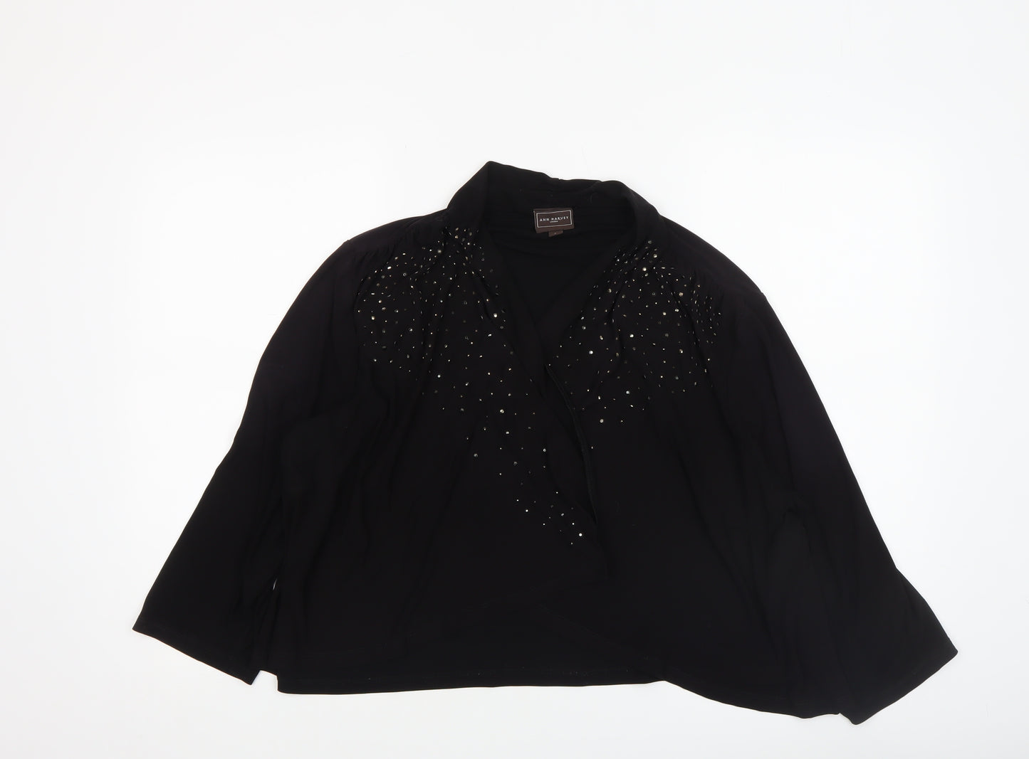 Ann Harvey Women's Black Beaded Chiffon Jacket Size 2 Formal Evening