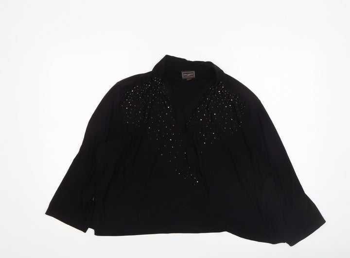 Ann Harvey Women's Black Beaded Chiffon Jacket Size 2 Formal Evening