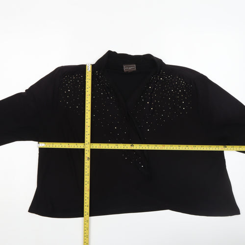 Ann Harvey Women's Black Beaded Chiffon Jacket Size 2 Formal Evening