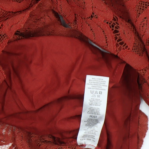 Gallery Women's Red Lace Floral Tunic Blouse UK 10 Long Sleeve