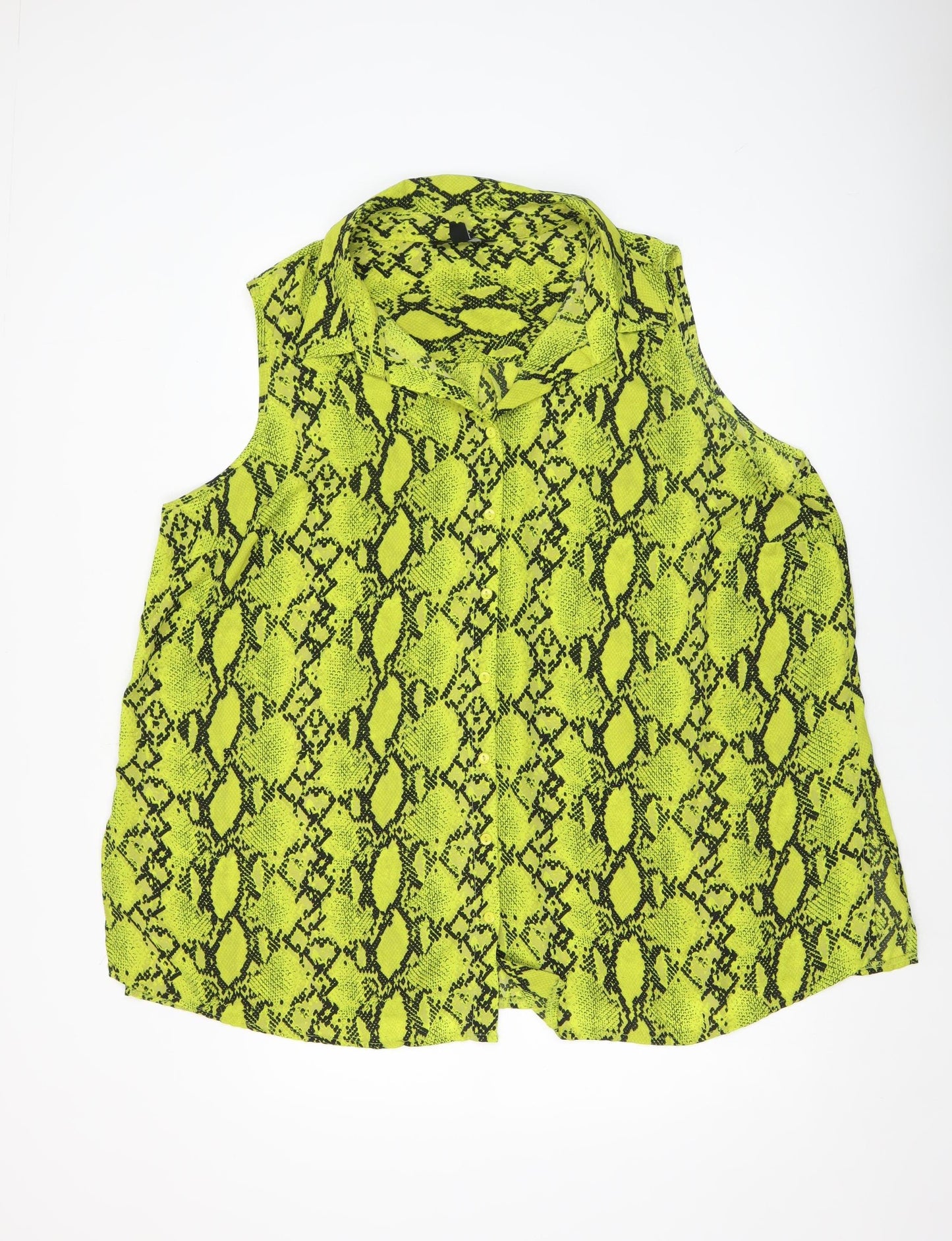 New Look Women Green Snake Print Sleeveless Collared Blouse UK 20