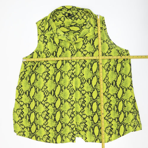 New Look Women Green Snake Print Sleeveless Collared Blouse UK 20