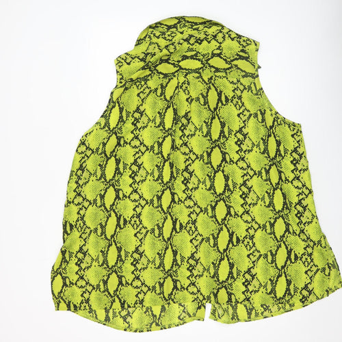 New Look Women Green Snake Print Sleeveless Collared Blouse UK 20