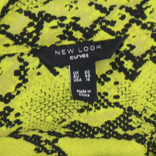 New Look Women Green Snake Print Sleeveless Collared Blouse UK 20
