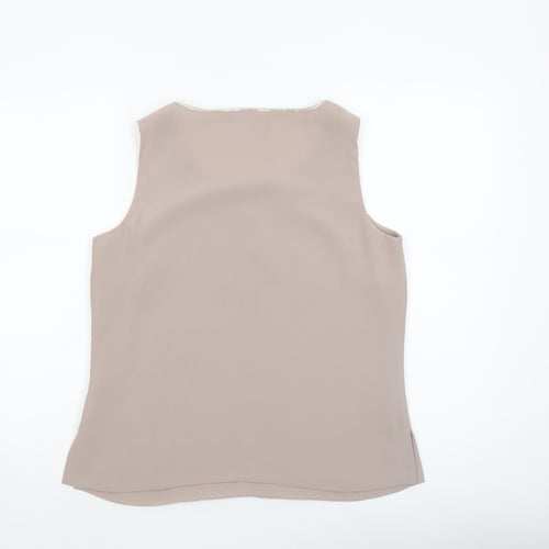 Jacques Vert Womens Beige Sleeveless Embroidered Polyester Blouse UK 12