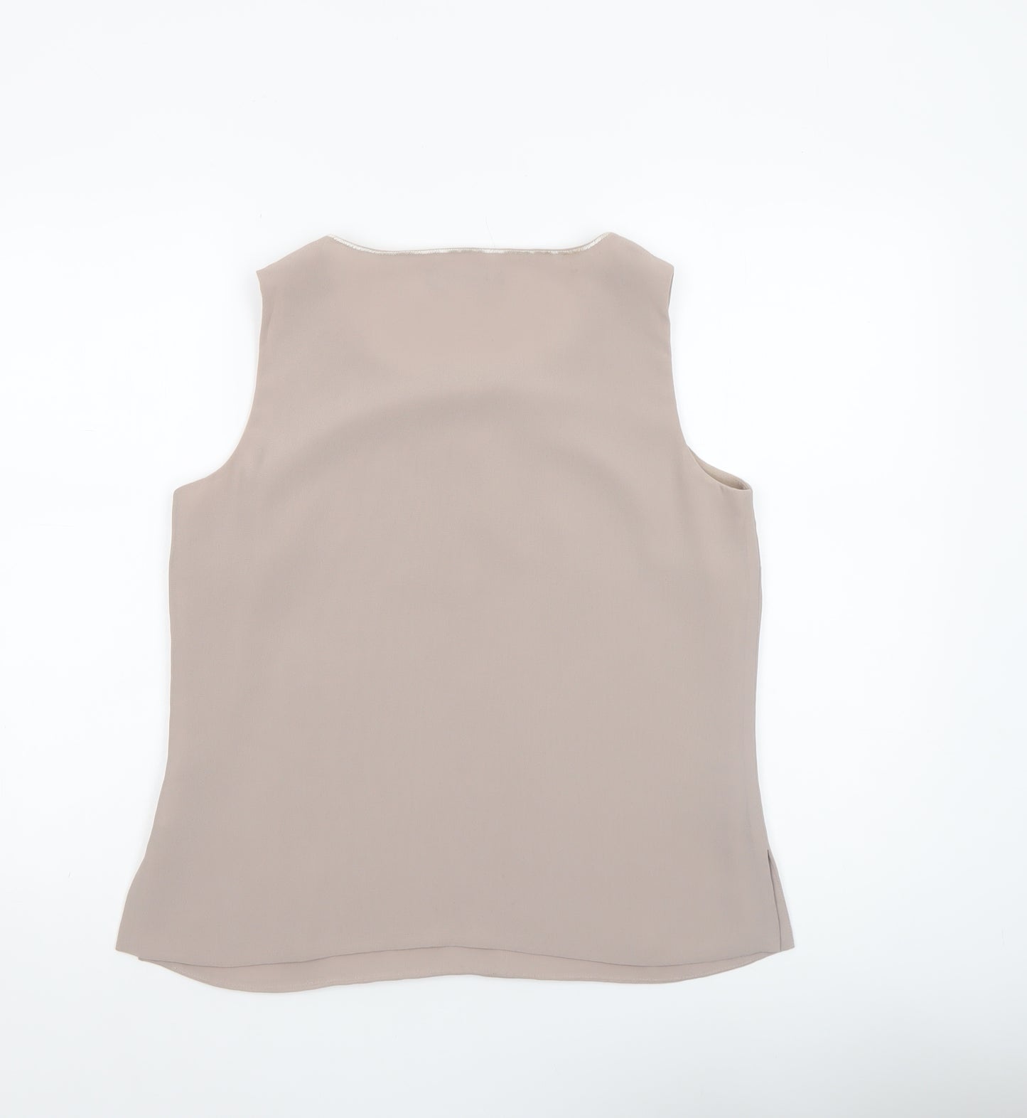 Jacques Vert Womens Beige Sleeveless Embroidered Polyester Blouse UK 12