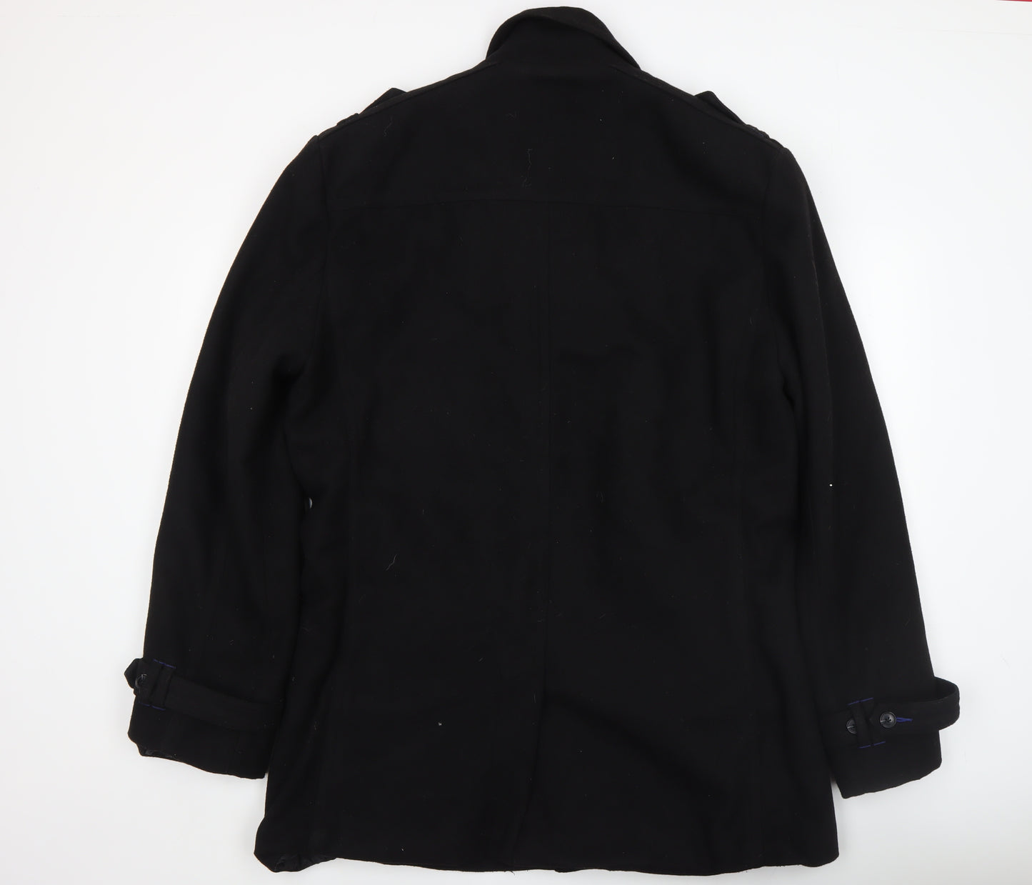 Tom Tailor Denim Men's Black Wool Blend Overcoat Size 2XL