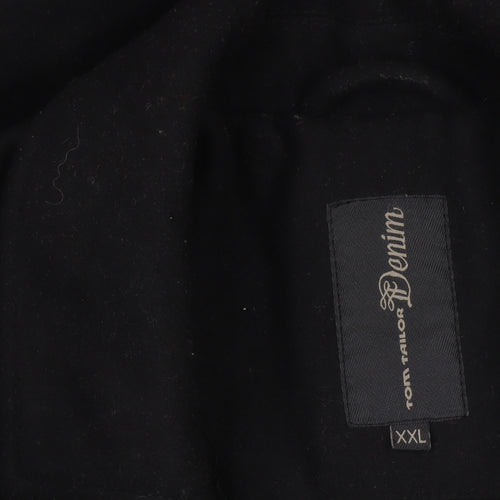 Tom Tailor Denim Men's Black Wool Blend Overcoat Size 2XL