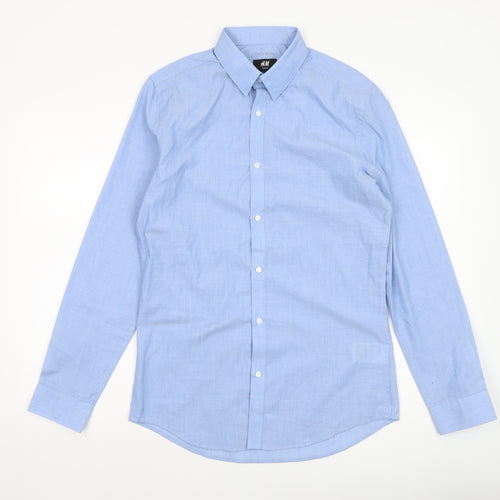 H&M Men's Blue Slim Fit Easy Iron Long Sleeve Dress Shirt Size S