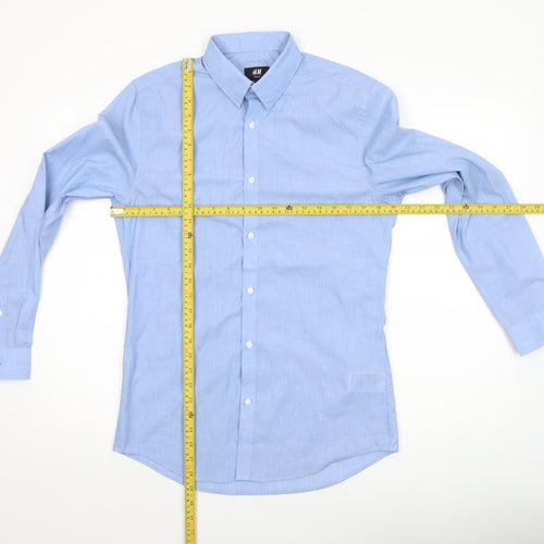 H&M Men's Blue Slim Fit Easy Iron Long Sleeve Dress Shirt Size S