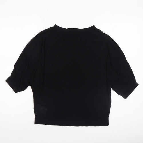 Phase Eight Women Black Beaded Knit Cropped Blouse UK M
