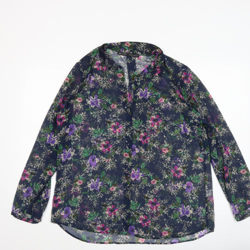 Zara Basic Women’s Multicoloured Floral Chiffon Blouse XL