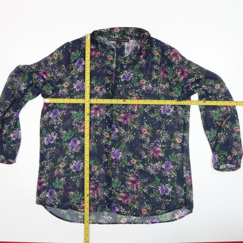 Zara Basic Women’s Multicoloured Floral Chiffon Blouse XL