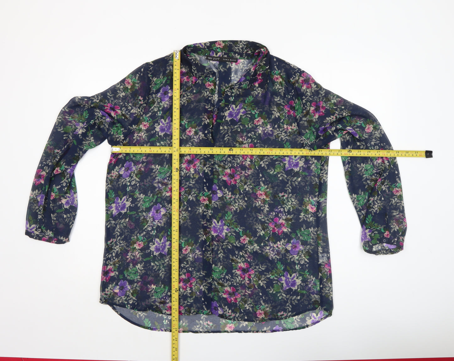 Zara Basic Women’s Multicoloured Floral Chiffon Blouse XL