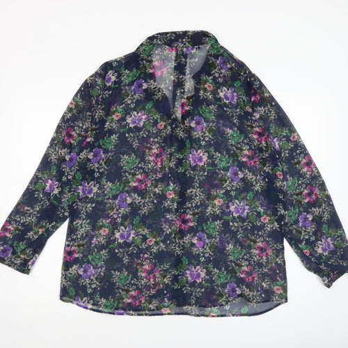 Zara Basic Women’s Multicoloured Floral Chiffon Blouse XL