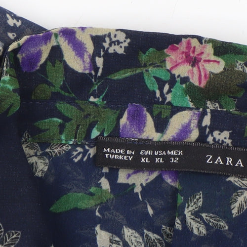 Zara Basic Women’s Multicoloured Floral Chiffon Blouse XL