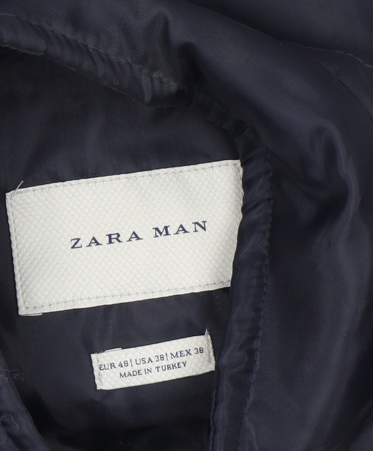 Zara Man Blue Puffer Waistcoat Men’s Size 38 Regular Fit