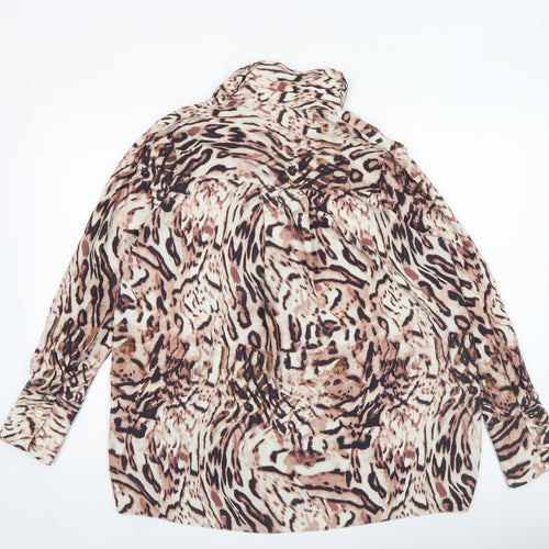River Island Women’s Multicoloured Animal Print Long Sleeve Button-Up Blouse Size 12