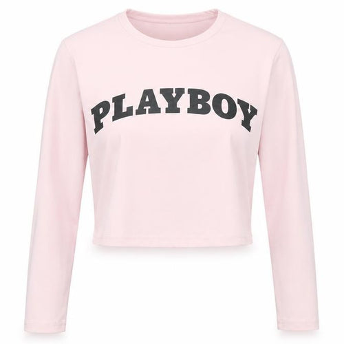 Missguided x Playboy Pink Cropped Long Sleeve Women's T-Shirt XL