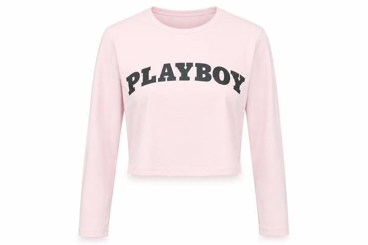 Missguided x Playboy Pink Cropped Long Sleeve Women's T-Shirt XL