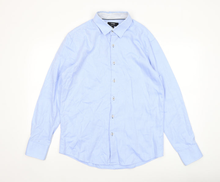 Dunnes Stores Men's Blue Regular Fit Cotton Long Sleeve Formal Shirt Size M