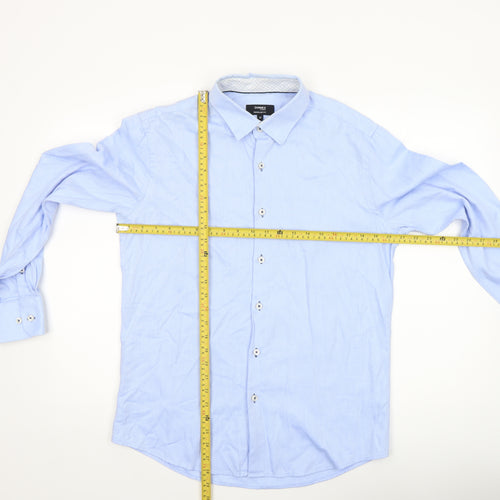 Dunnes Stores Men's Blue Regular Fit Cotton Long Sleeve Formal Shirt Size M