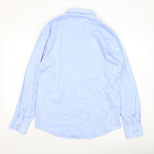 Dunnes Stores Men's Blue Regular Fit Cotton Long Sleeve Formal Shirt Size M