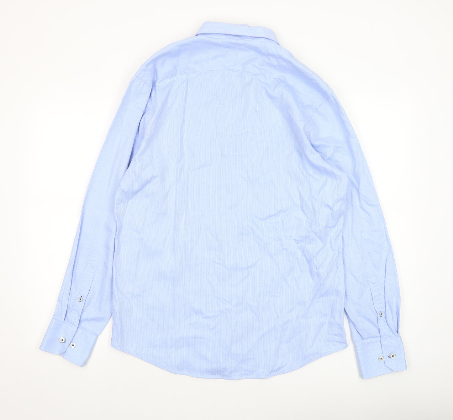 Dunnes Stores Men's Blue Regular Fit Cotton Long Sleeve Formal Shirt Size M