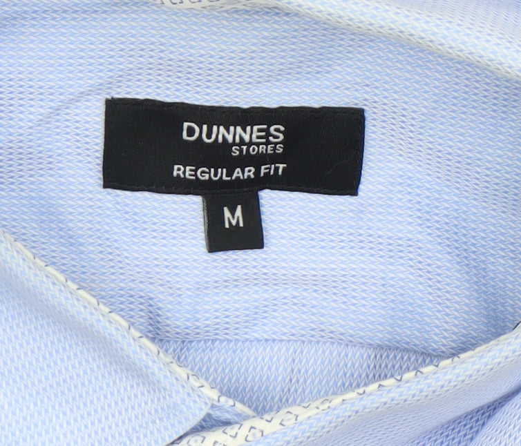 Dunnes Stores Men's Blue Regular Fit Cotton Long Sleeve Formal Shirt Size M