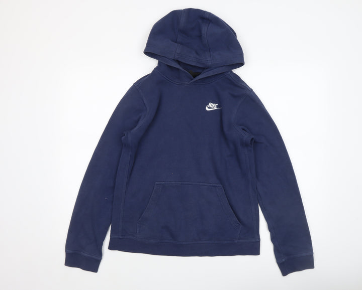 Nike Boys Navy Blue XL Pullover Hoodie with Logo and Kangaroo Pocket