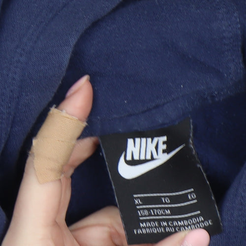 Nike Boys Navy Blue XL Pullover Hoodie with Logo and Kangaroo Pocket