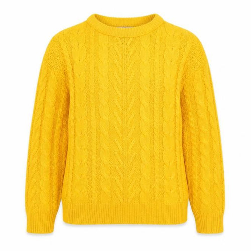Pull&Bear Women’s Yellow Cable-Knit Cotton Jumper Size S