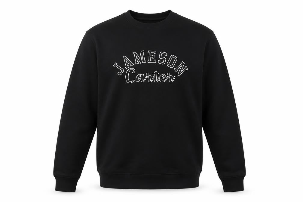 Front view of Jameson Carter Men's Black XL Crew Neck Pullover Sweatshirt
