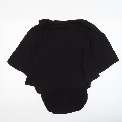 Dunnes Women’s Black Wrap Chiffon Blouse Short Sleeve Size S