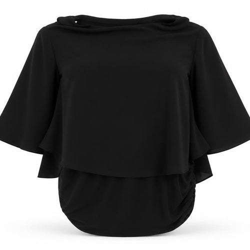 Dunnes Women’s Black Wrap Chiffon Blouse Short Sleeve Size S