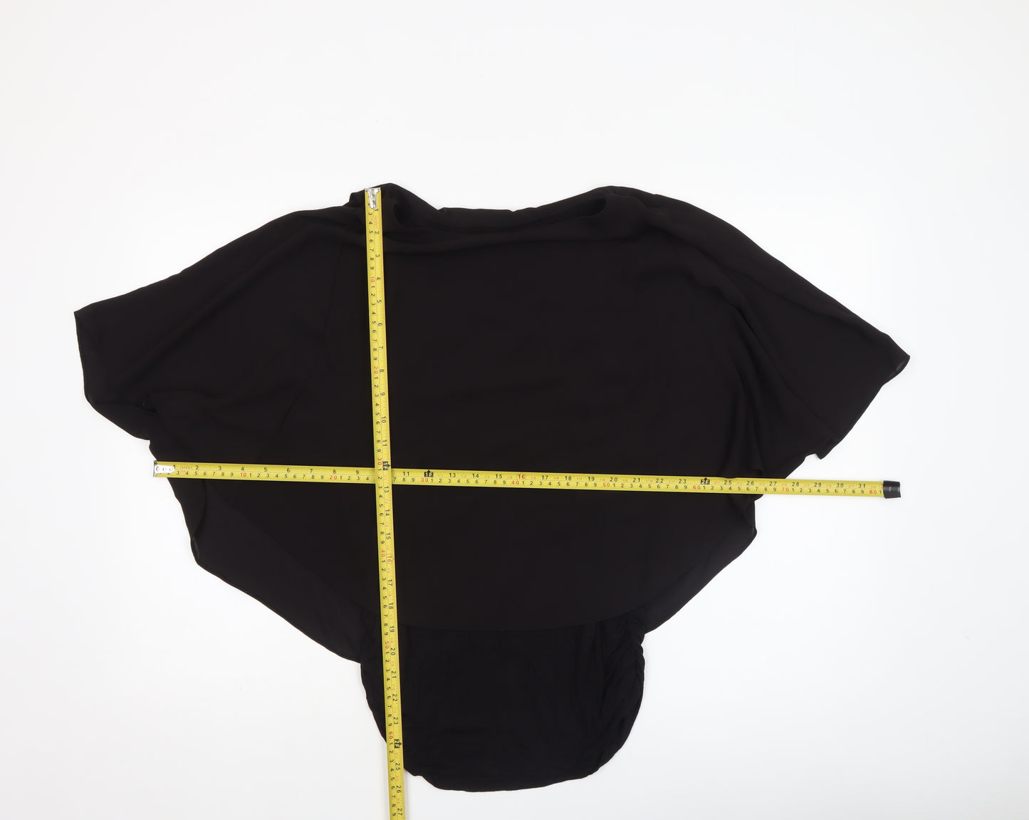 Dunnes Women’s Black Wrap Chiffon Blouse Short Sleeve Size S