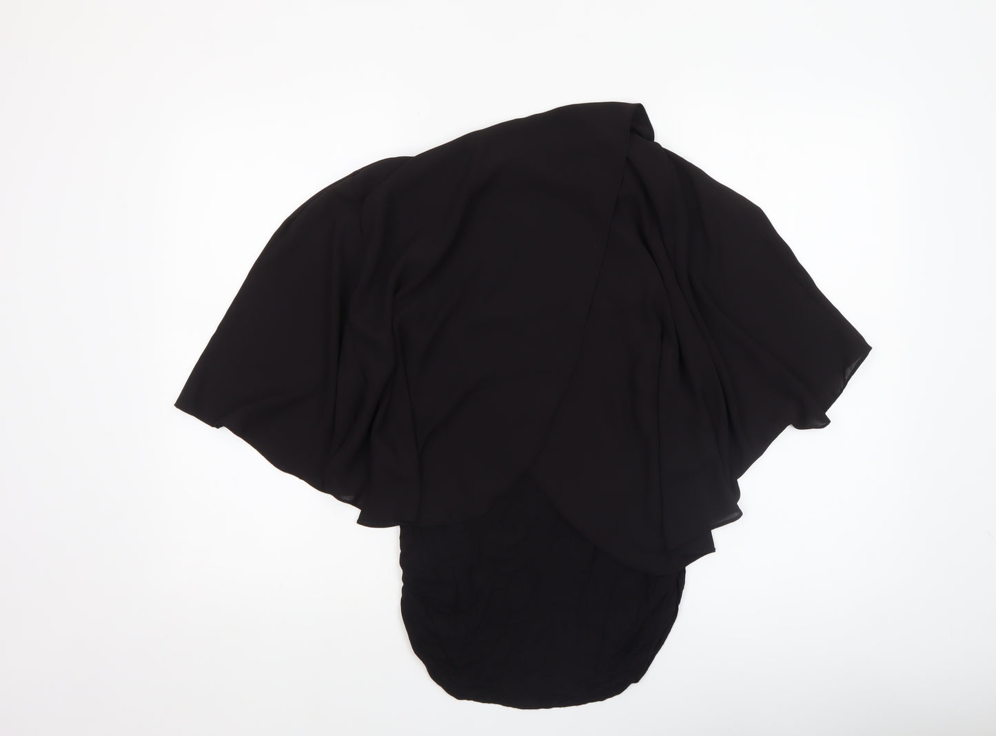 Dunnes Women’s Black Wrap Chiffon Blouse Short Sleeve Size S