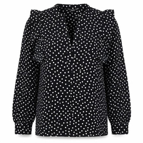 Debenhams Women’s Black White Polka Dot Ruffle Blouse Size 12