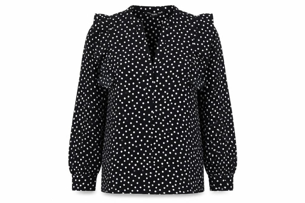 Debenhams Women’s Black White Polka Dot Ruffle Blouse Size 12