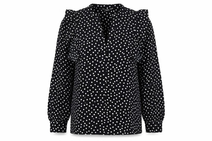Debenhams Women’s Black White Polka Dot Ruffle Blouse Size 12