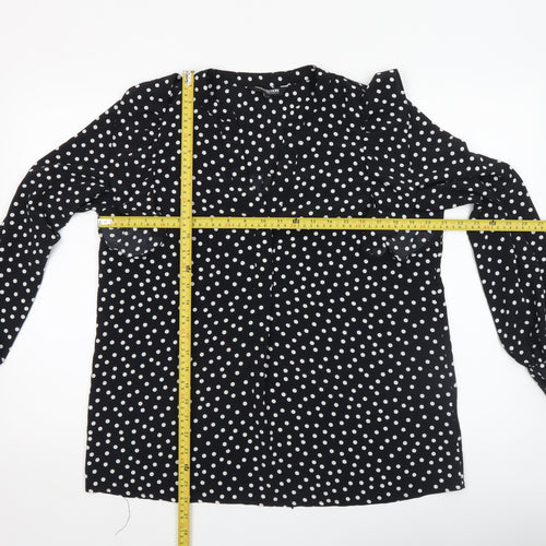 Debenhams Women’s Black White Polka Dot Ruffle Blouse Size 12