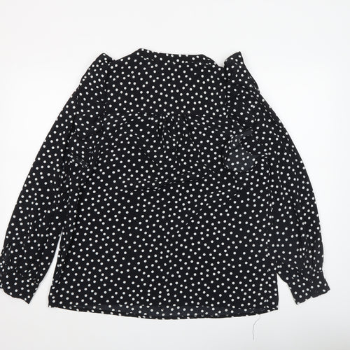 Debenhams Women’s Black White Polka Dot Ruffle Blouse Size 12